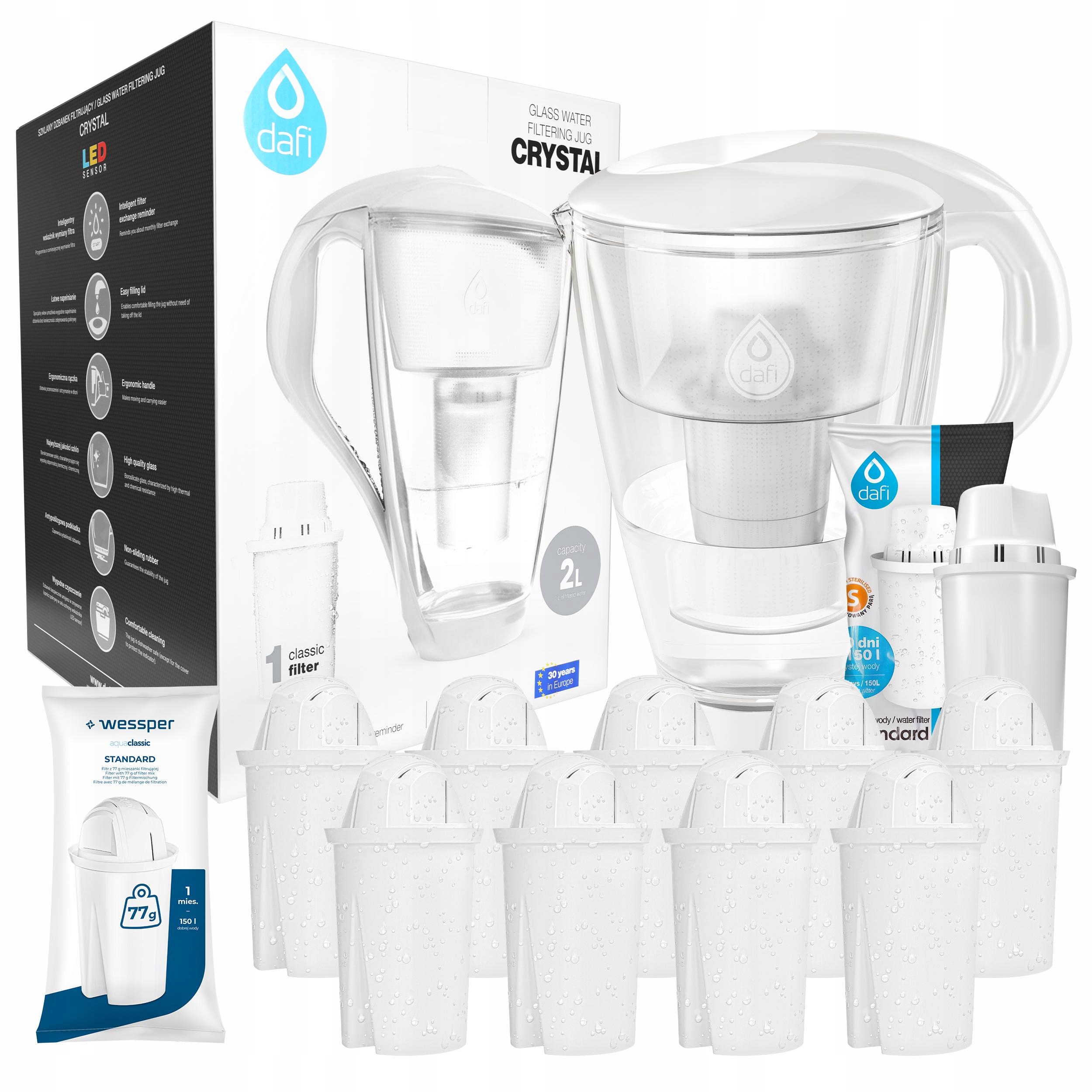 Filtračná kanvica Dafi Crystal + Wessper Aquaclassic 2 l biela